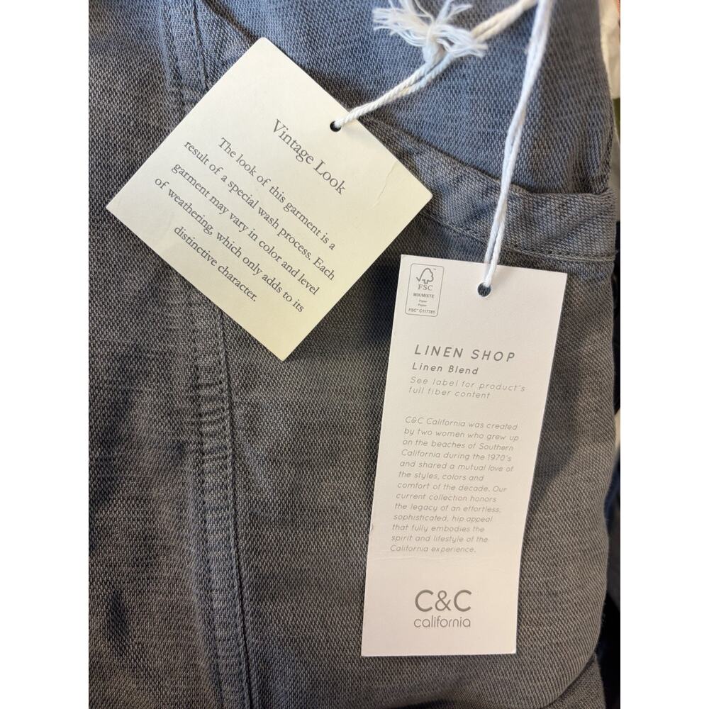 NWT C&C California Linen Blend Shorts Gray Rope Tie High Waisted Casual Size S - Picture 11 of 14